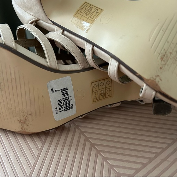 Lilley Cream Cage Heels Gladiator Sandal Tan Open Toe Casual Cocktail Neutral - Picture 7 of 14